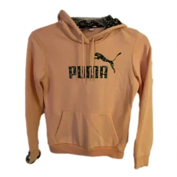 Puma Women’s Size Small Peach Hooded Sweatshirt with Leopard Accents - Picture 1 of 5